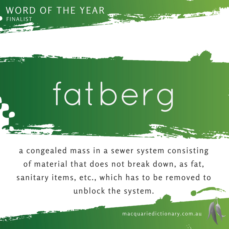 Macquarie Dictionary Word of the Year 2016 fatberg