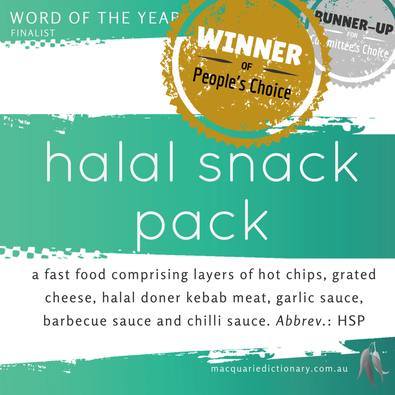 Macquarie Dictionary Word of the Year 2016 halal snack pack